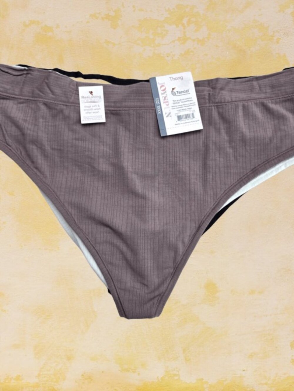 Joyspun Women's Ribbed Modal Thong Panties, 3-Pack Size XXXL (22)